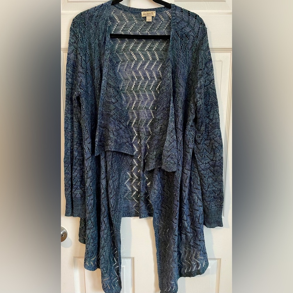 1X One World Lightweight Slate Blue Knit Cardigan